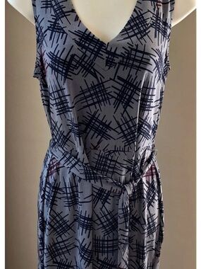 Banana Republic Gray Dress with Navy Abstract Print